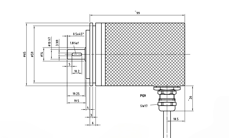 HE65M*4096/4096 SSI ( HEV65M-00200) Encoder Order No.:205-00200